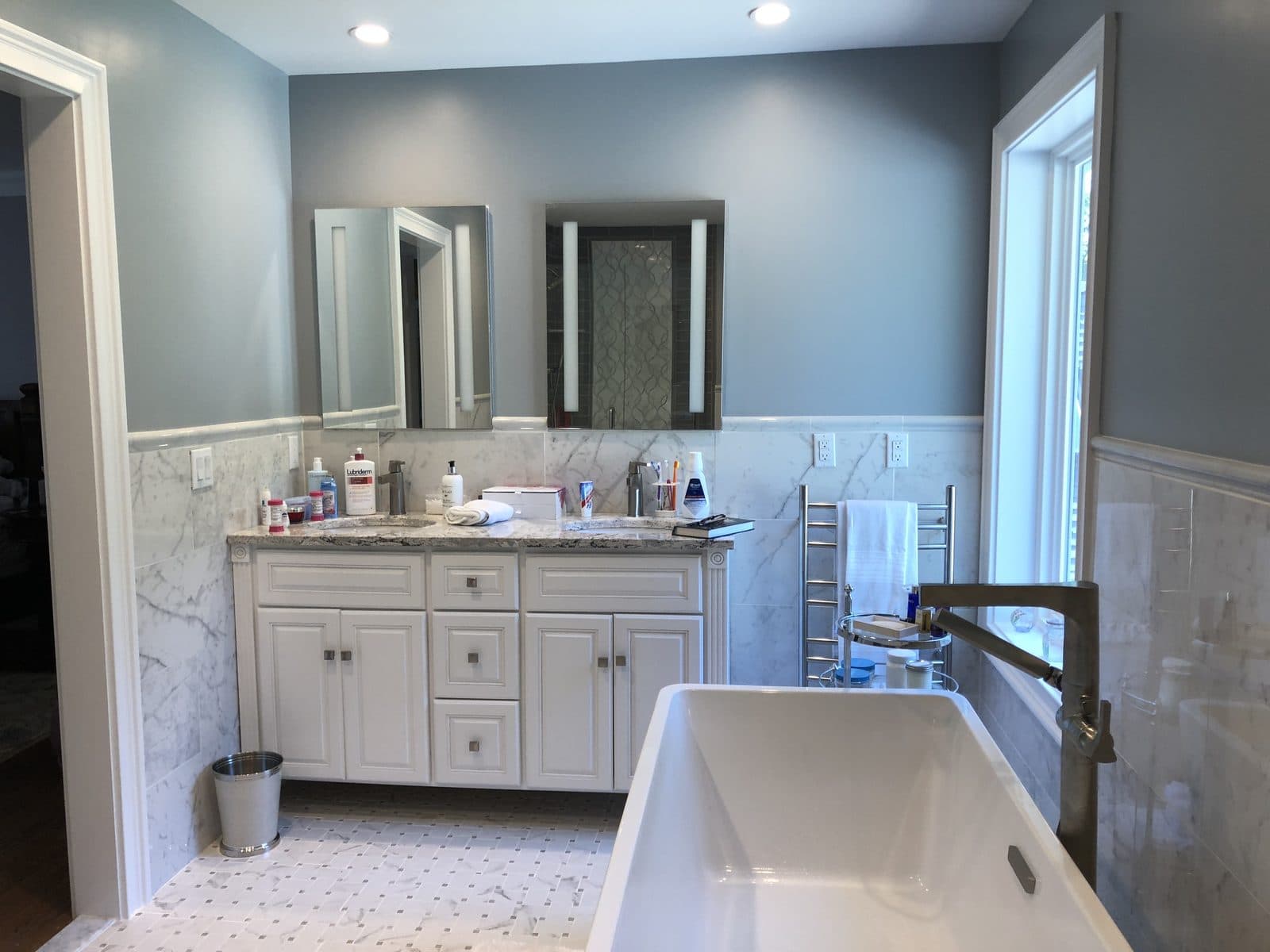 Renovated bathroom double vanity