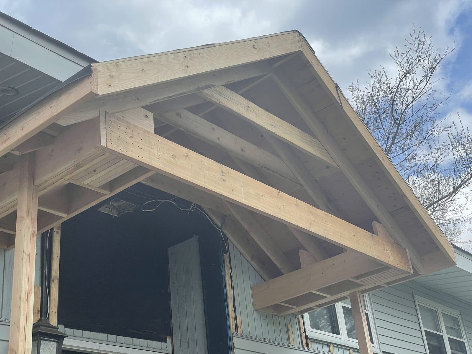 Wood pergola carpentry structure