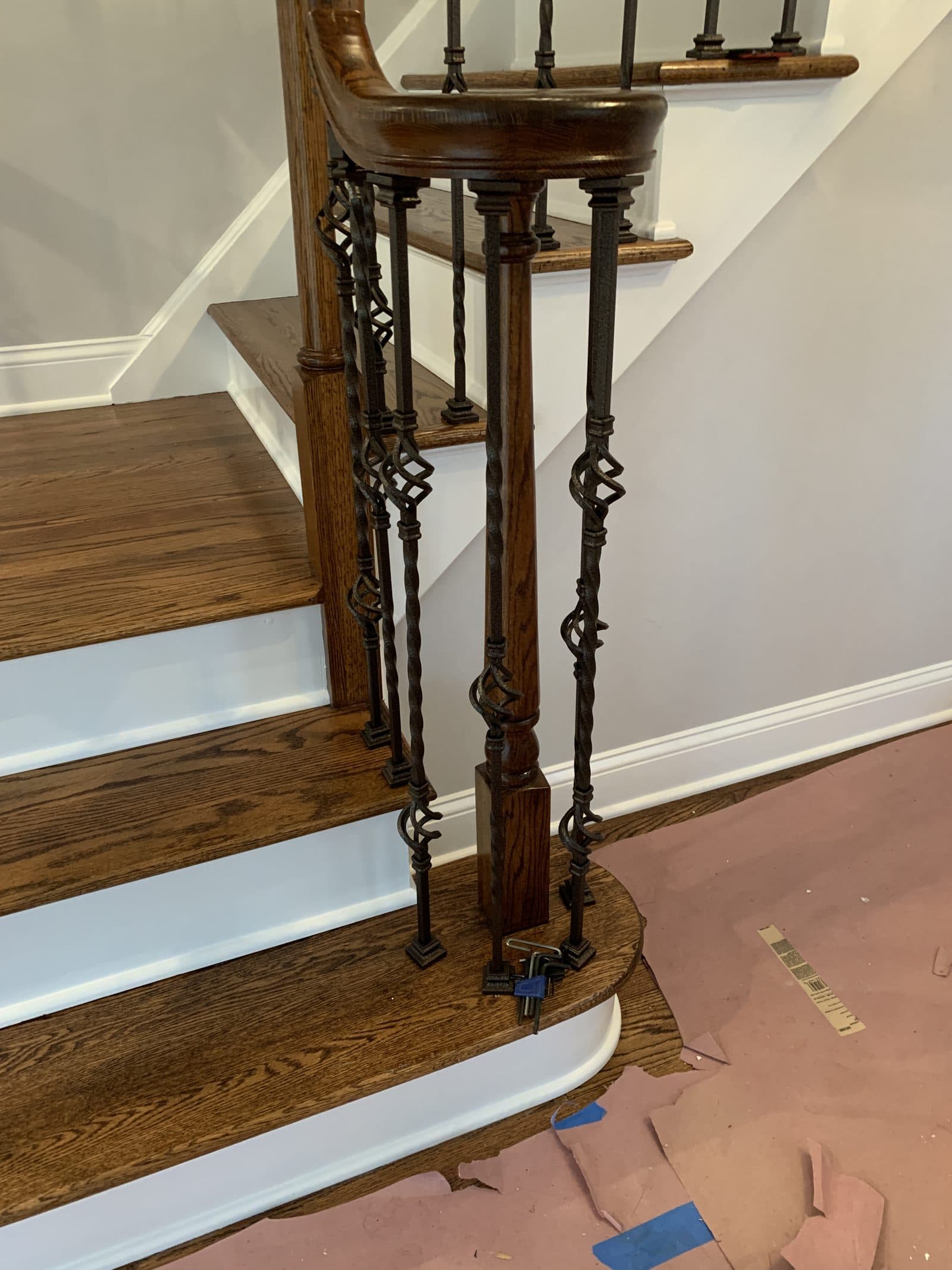 Interior staircase framing under construction
