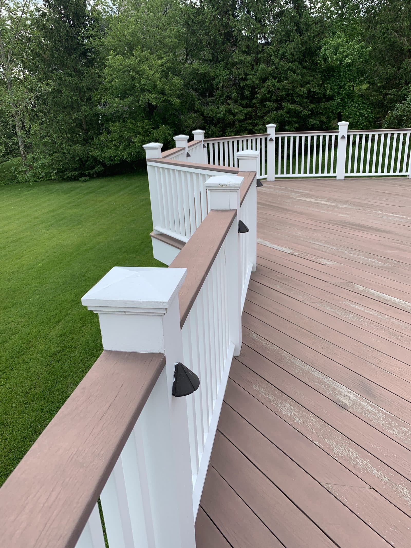 New composite deck with white railing