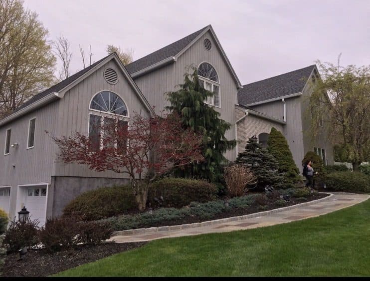 Large home with peaked roofs
