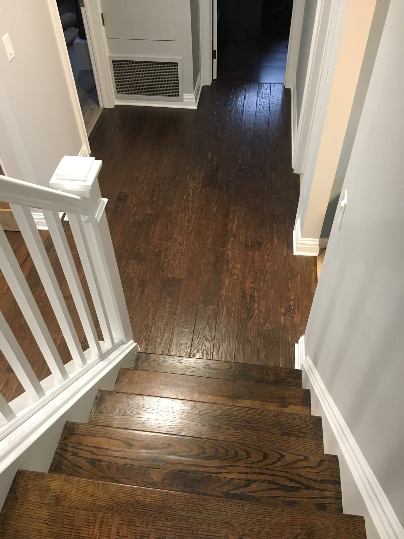 Hardwood floor with stairs