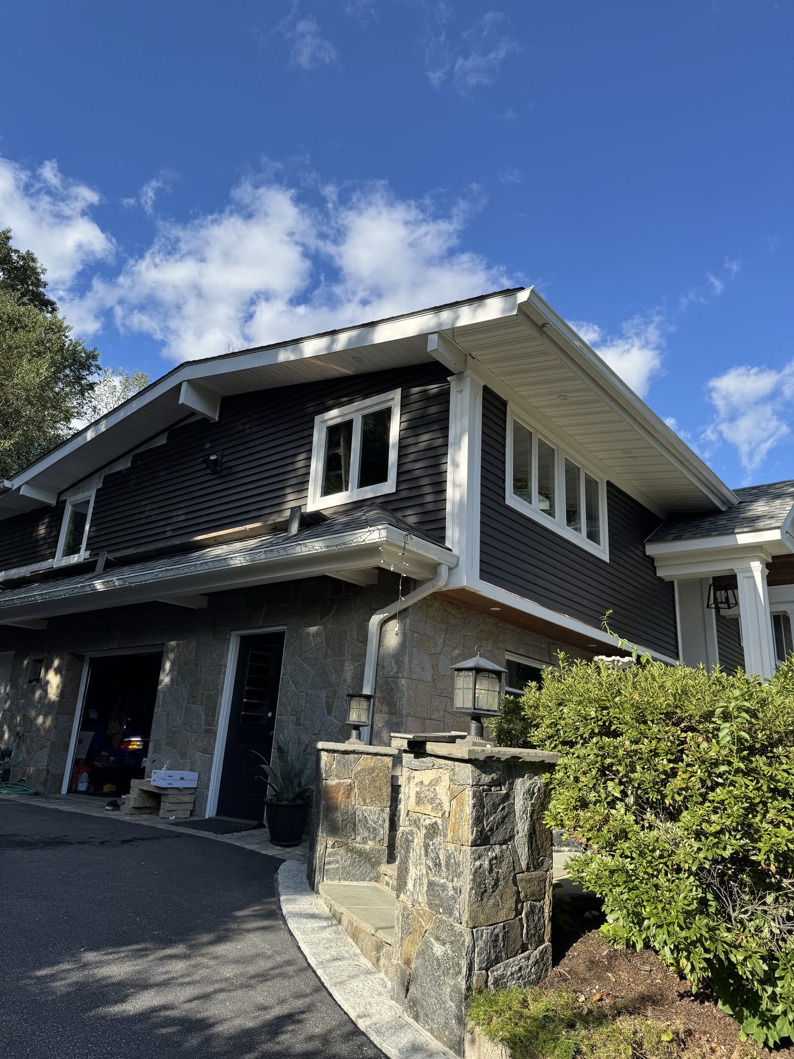 Stone chimney and steps exterior