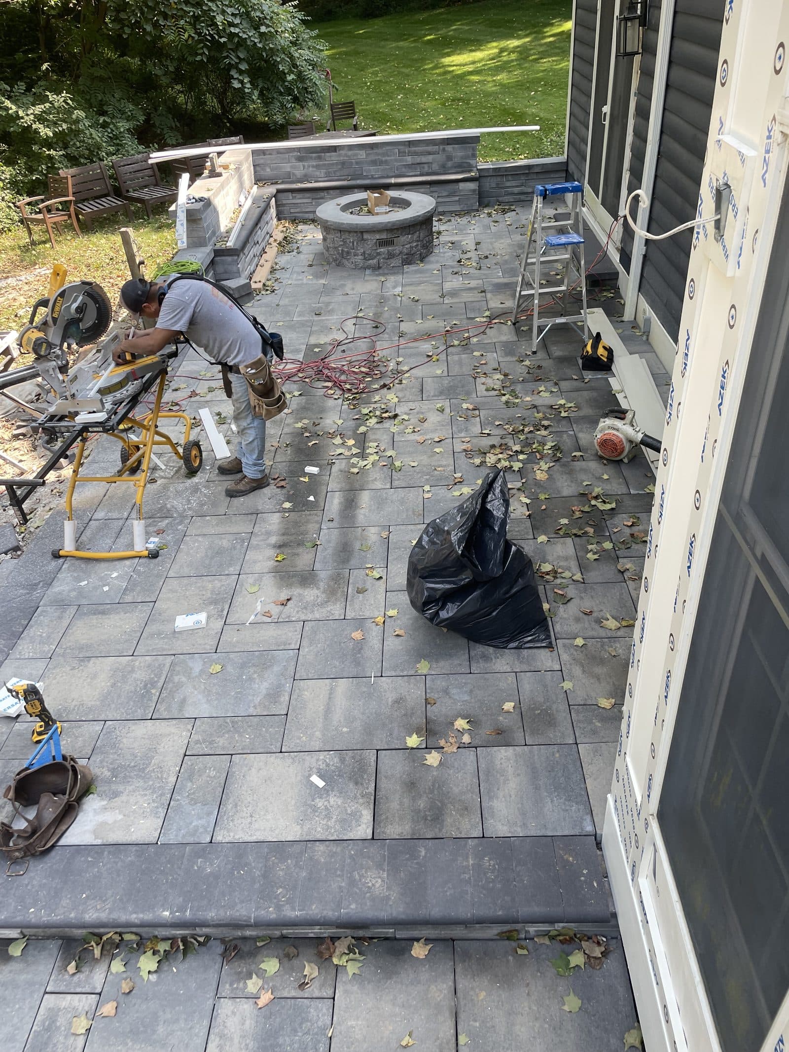 Stone wall exterior under construction