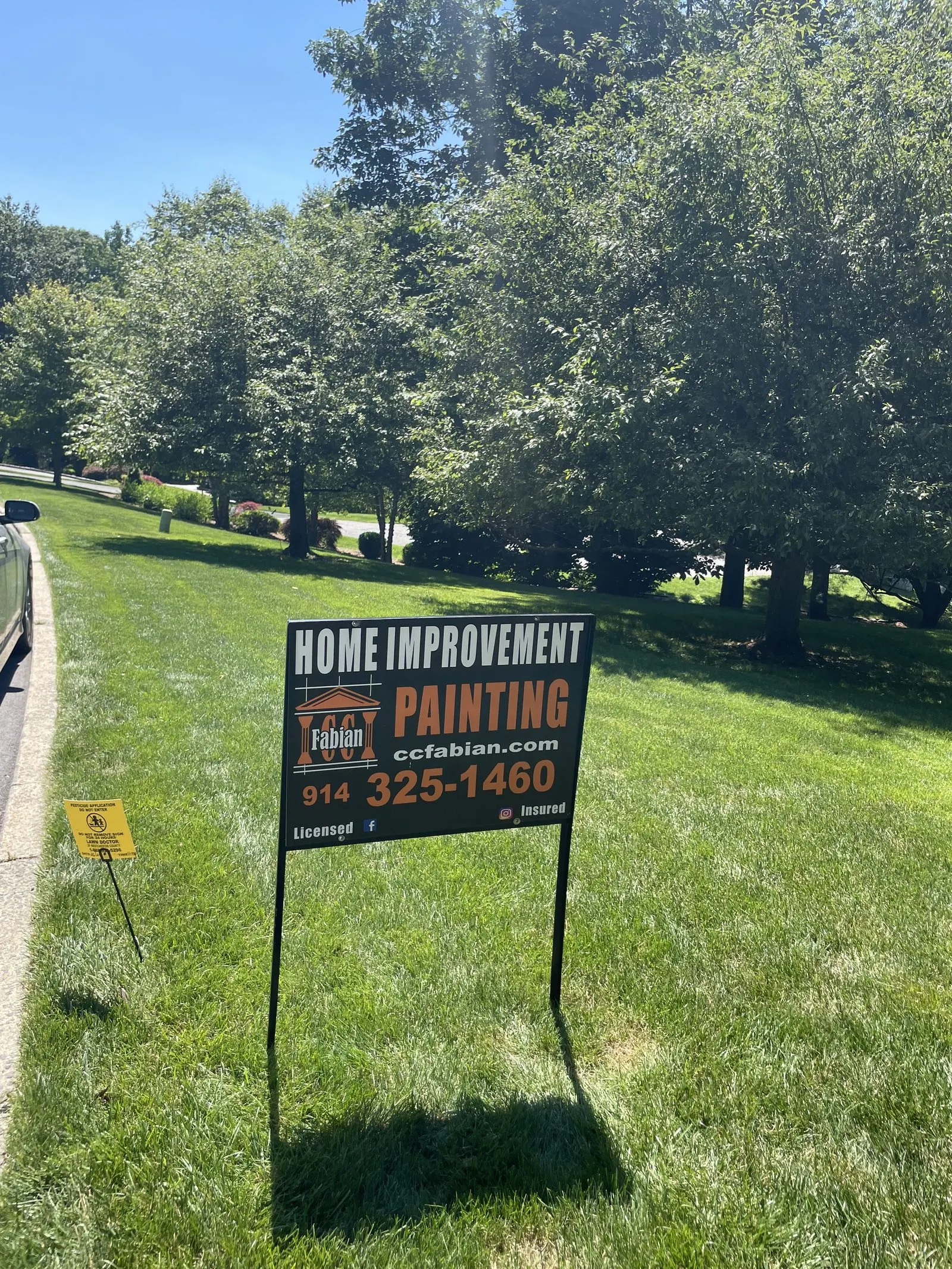 Lawn with equipment