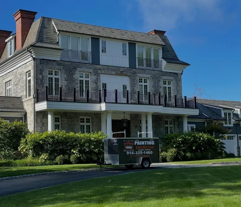 Large home exterior with balcony