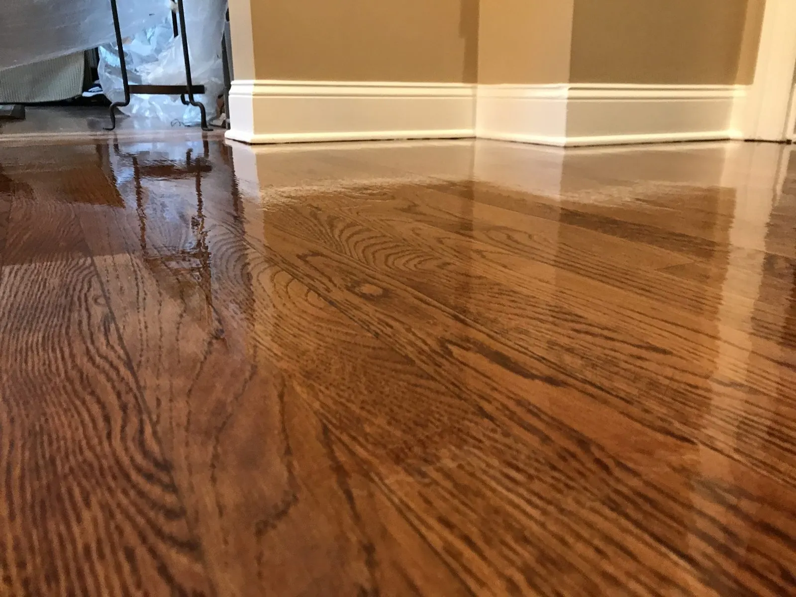Glossy hardwood flooring