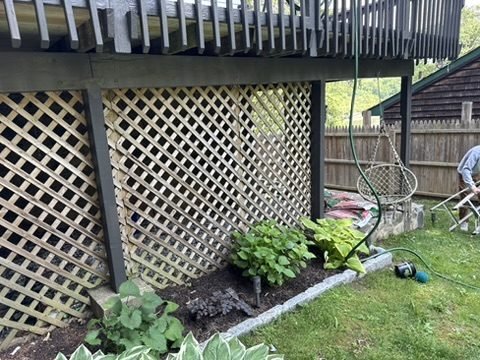 Wood lattice privacy fence and screen